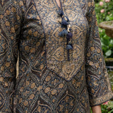 Mahika Ink Blue Traditional Printed Viscose Staight Suit Set with Dupatta