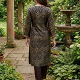 Mahika Ink Blue Traditional Printed Viscose Staight Suit Set with Dupatta
