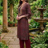 Mahika Maroon Traditional Printed Viscose Staight Suit Set with Dupatta