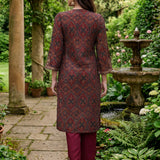 Mahika Maroon Traditional Printed Viscose Staight Suit Set with Dupatta