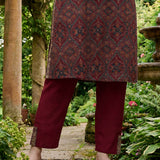 Mahika Maroon Traditional Printed Viscose Staight Suit Set with Dupatta