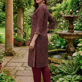 Mahika Maroon Traditional Printed Viscose Staight Suit Set with Dupatta