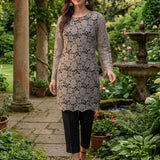 Iriya Black Embellished Net Straight Kurti