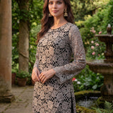Iriya Black Embellished Net Straight Kurti