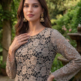 Iriya Black Embellished Net Straight Kurti