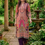 Chitra Deep Purple Heritage Printed Shantoon Co-ord Set with Salwar