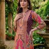 Chitra Deep Purple Heritage Printed Shantoon Co-ord Set with Salwar