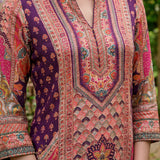 Chitra Deep Purple Heritage Printed Shantoon Co-ord Set with Salwar