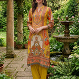 Chitra Yellow Heritage Printed Shantoon Co-ord Set with Salwar