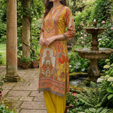 Chitra Yellow Heritage Printed Shantoon Co-ord Set with Salwar