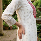 Hina Ivory Printed Straight Kurta Set