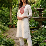 Hina Ivory Printed Straight Kurta Set