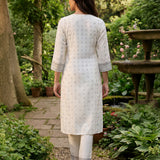 Hina Ivory Printed Straight Kurta Set