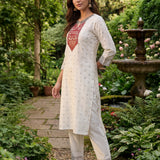 Hina Ivory Printed Straight Kurta Set
