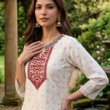 Hina Ivory Printed Straight Kurta Set