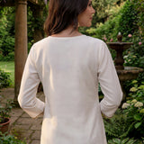 Ulfat Pearl Ivory Embroidered Cotton Linen Long Kurta Set for Women