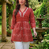 Aarohi Maroon Printed Cotton Tunic for Women