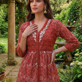 Aarohi Maroon Printed Cotton Tunic for Women