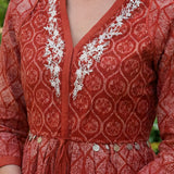 Aarohi Maroon Printed Cotton Tunic for Women