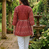Aarohi Maroon Printed Cotton Tunic for Women