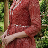 Aarohi Maroon Printed Cotton Tunic for Women