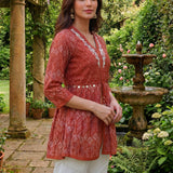 Aarohi Maroon Printed Cotton Tunic for Women
