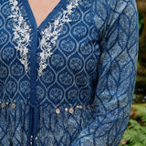 Aarohi Navy Blue Printed Cotton Tunic for Women
