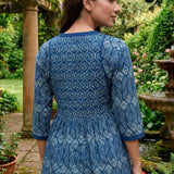 Aarohi Navy Blue Printed Cotton Tunic for Women