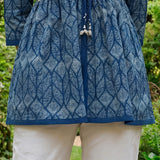 Aarohi Navy Blue Printed Cotton Tunic for Women