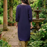 Rangrez Violet Satin Zari Embroidered Kaftan