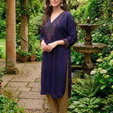 Rangrez Violet Satin Zari Embroidered Kaftan