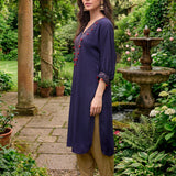 Rangrez Violet Satin Zari Embroidered Kaftan