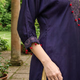 Rangrez Violet Satin Zari Embroidered Kaftan