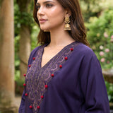 Rangrez Violet Satin Zari Embroidered Kaftan