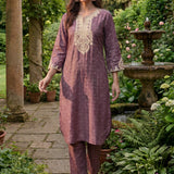 Pihu Purple Cotton Blend Printed Kurta set