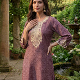Pihu Purple Cotton Blend Printed Kurta set
