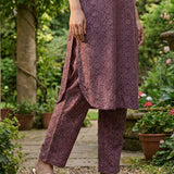 Pihu Purple Cotton Blend Printed Kurta set