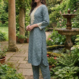 Pihu Blue Cotton Blend Printed Kurta set