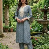 Pihu Blue Cotton Blend Printed Kurta set