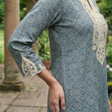 Pihu Blue Cotton Blend Printed Kurta set