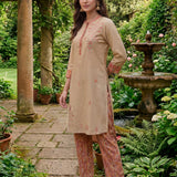 Maneri Peach Printed Kurta Set