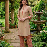 Maneri Peach Printed Kurta Set