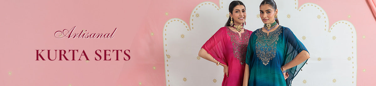 The banner image of the kurta sets features a model with Noor Light Purple Embroidered Co-ord Set 