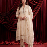 Ivory Embroidered Chanderi Suit Set
