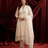 Ivory Embroidered Chanderi Suit Set
