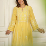 Ilisha Lemon Embroidered Cotton Viscose Crinkle Co-ord Set for Women