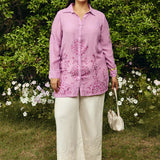 Heli Light Purple Embroidered Cotton Blend Shirt