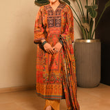 Aarzoo Mustard Printed Chanderi Suit Set with Dupatta