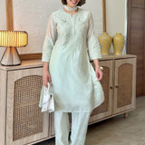 Suroor Mint Green Embroidered Chanderi Kurta Set