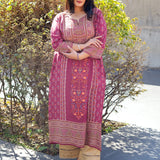 Gloria Wine Printed Shantoon Kurta for Women